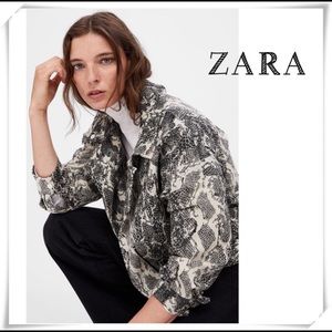 Zara Basic Snakeskin Print Moto Jacket